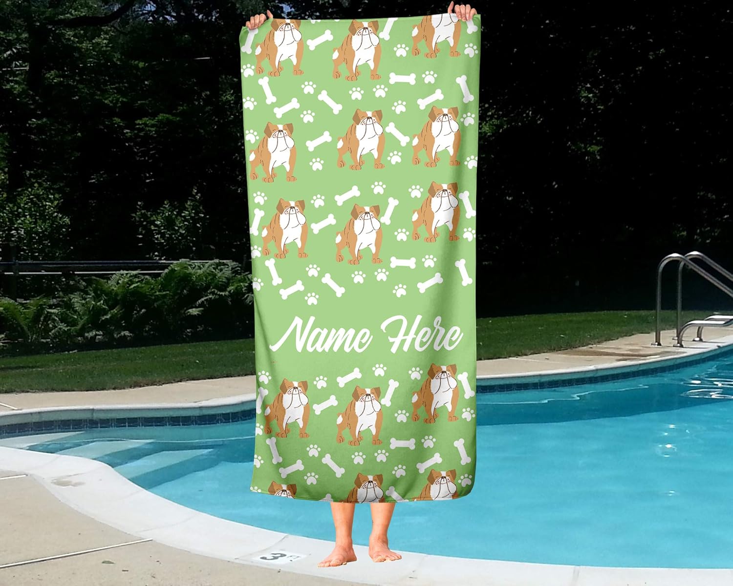Personalized British Bulldog Beach Bath Towels for Adults Kids
