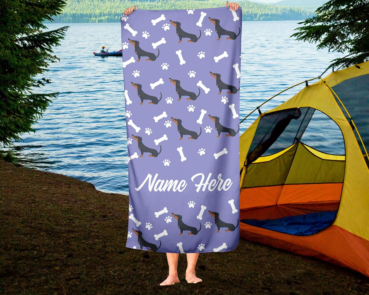 Personalized Corner Extra Large Pet Dachshund Towel