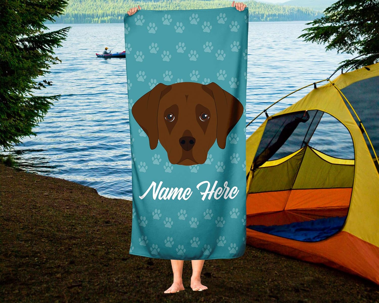 Personalized Chocolate Lab Beach and Bath Towels