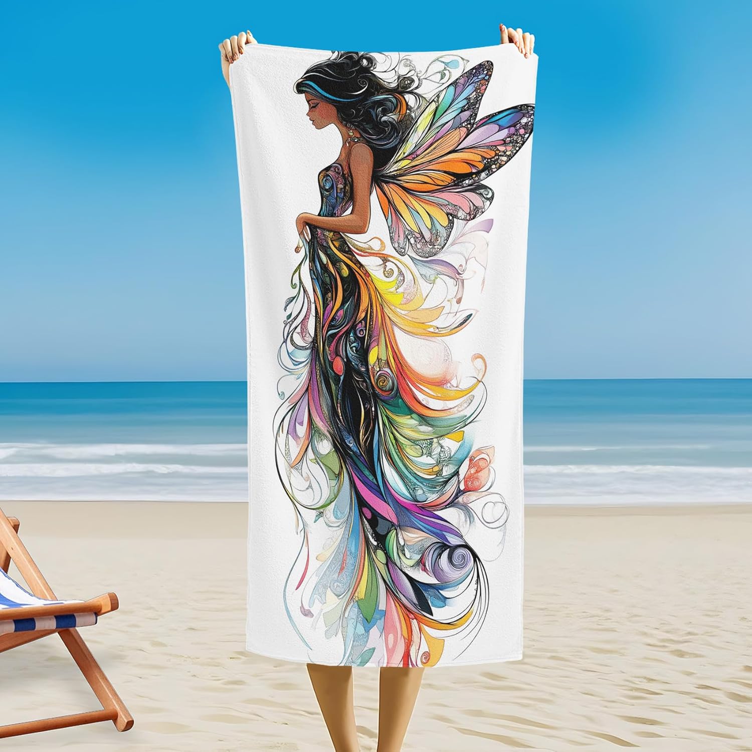 Flower Fairy Magnetic Beach Towel with Quick-Dry Microfiber