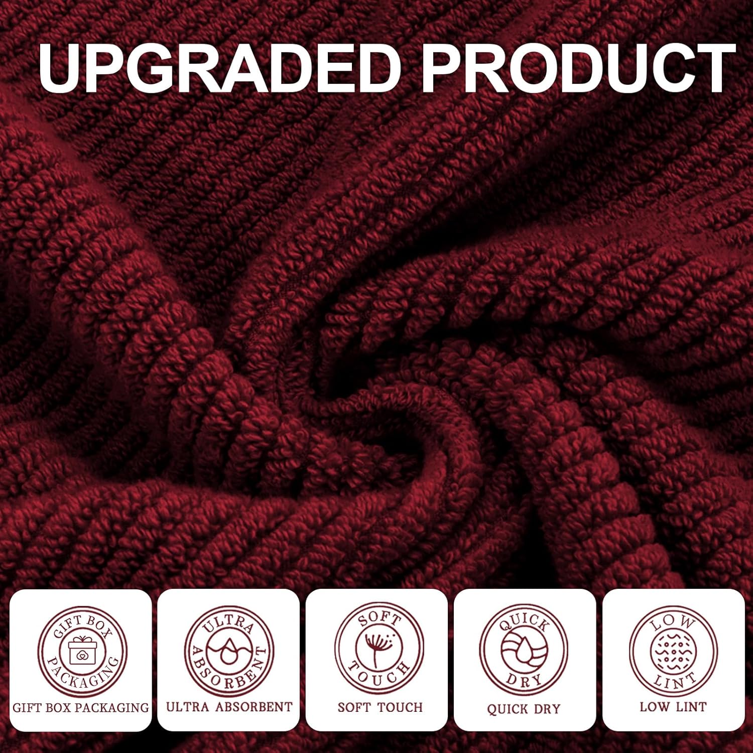 VOOVA MOVAS Red Towel Set - 6 Piece 100 Cotton Quick Dry