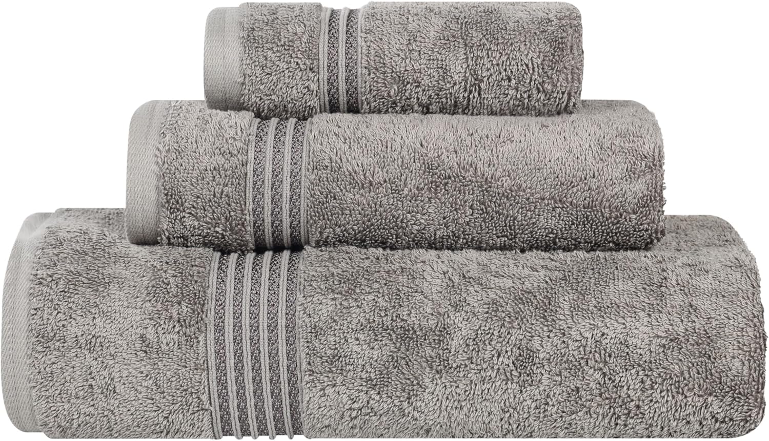 Superior Egyptian Cotton 3-Piece Towel Set - Charcoal Black and White