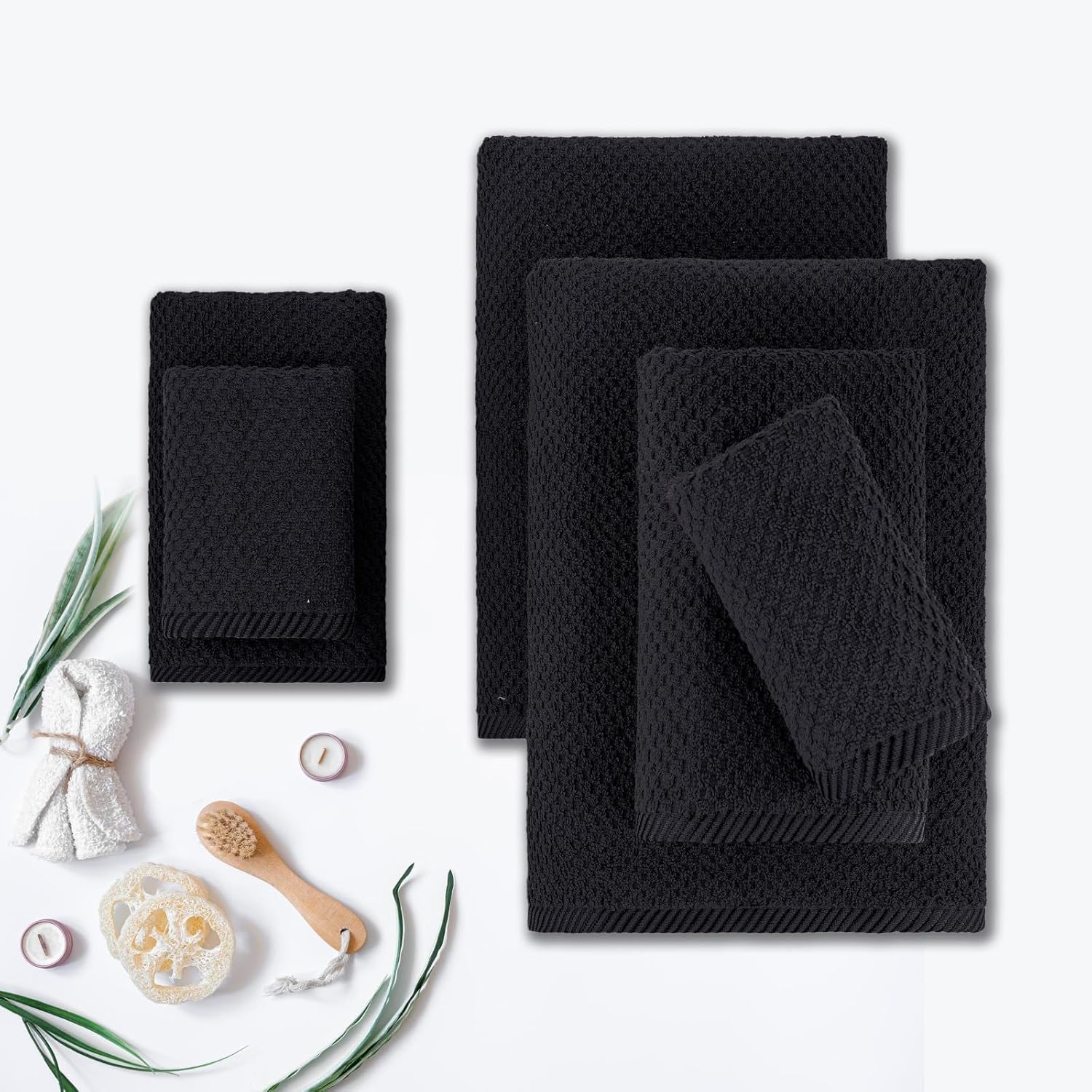 CASA COPENHAGEN Popcorn Towel Set 6 Pieces Black