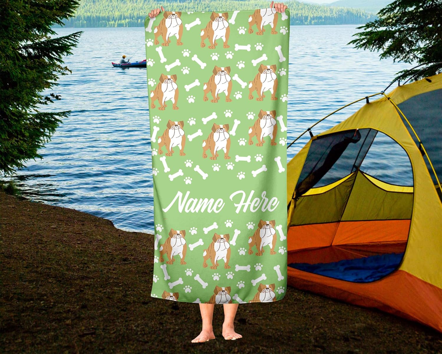 Personalized British Bulldog Beach Bath Towels for Adults Kids