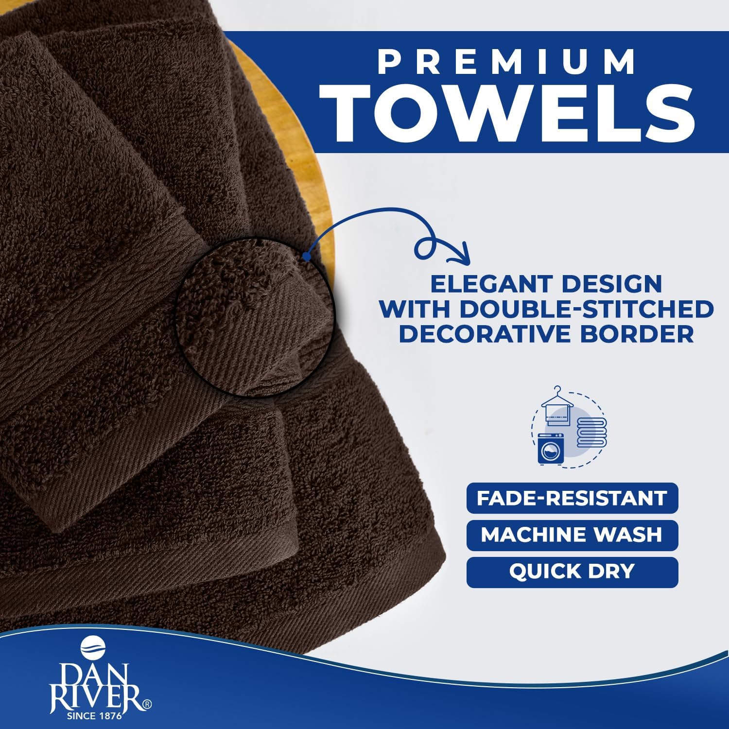 DAN RIVER 100 Cotton 8-Piece Towel Set Brown 1