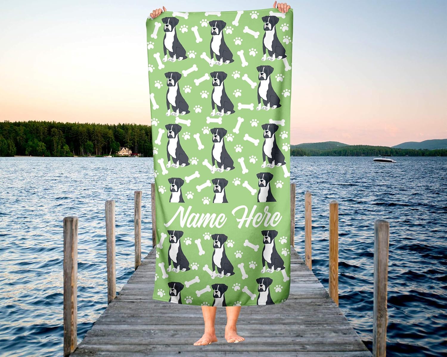 Personalized Boxer Face Beach and Bath Towels - LargeMedium