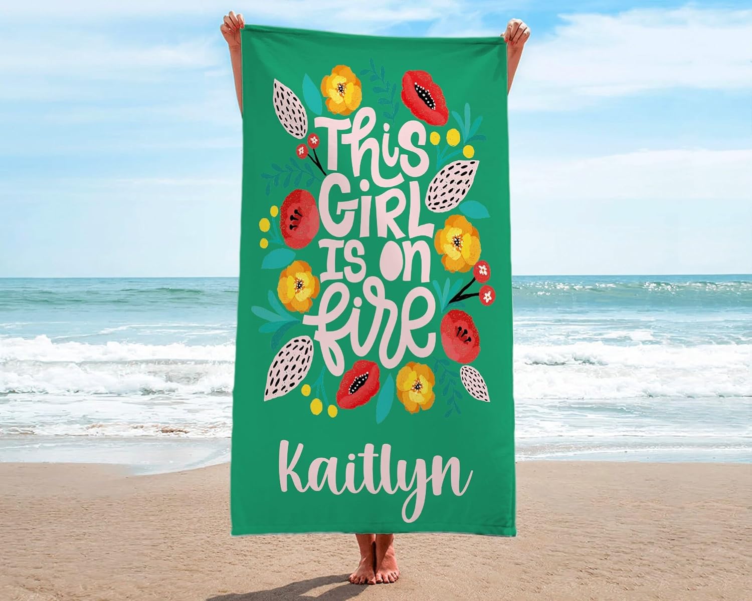 Personalized Sport Boy Beach Towel with Custom Logo and Name