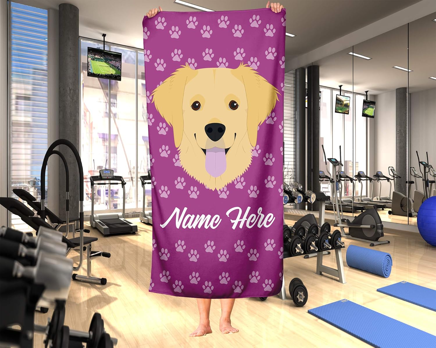 Personalized Golden Retriever Beach and Bath Towels