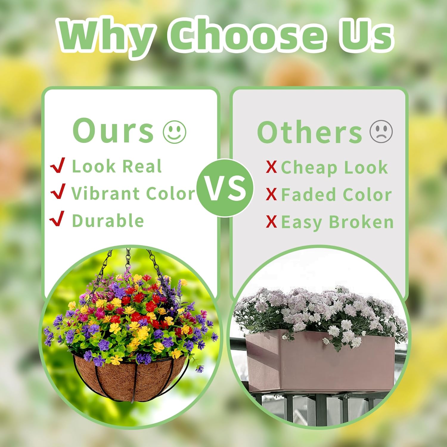 12 Bundles Artificial Flowers for Outdoor Decor