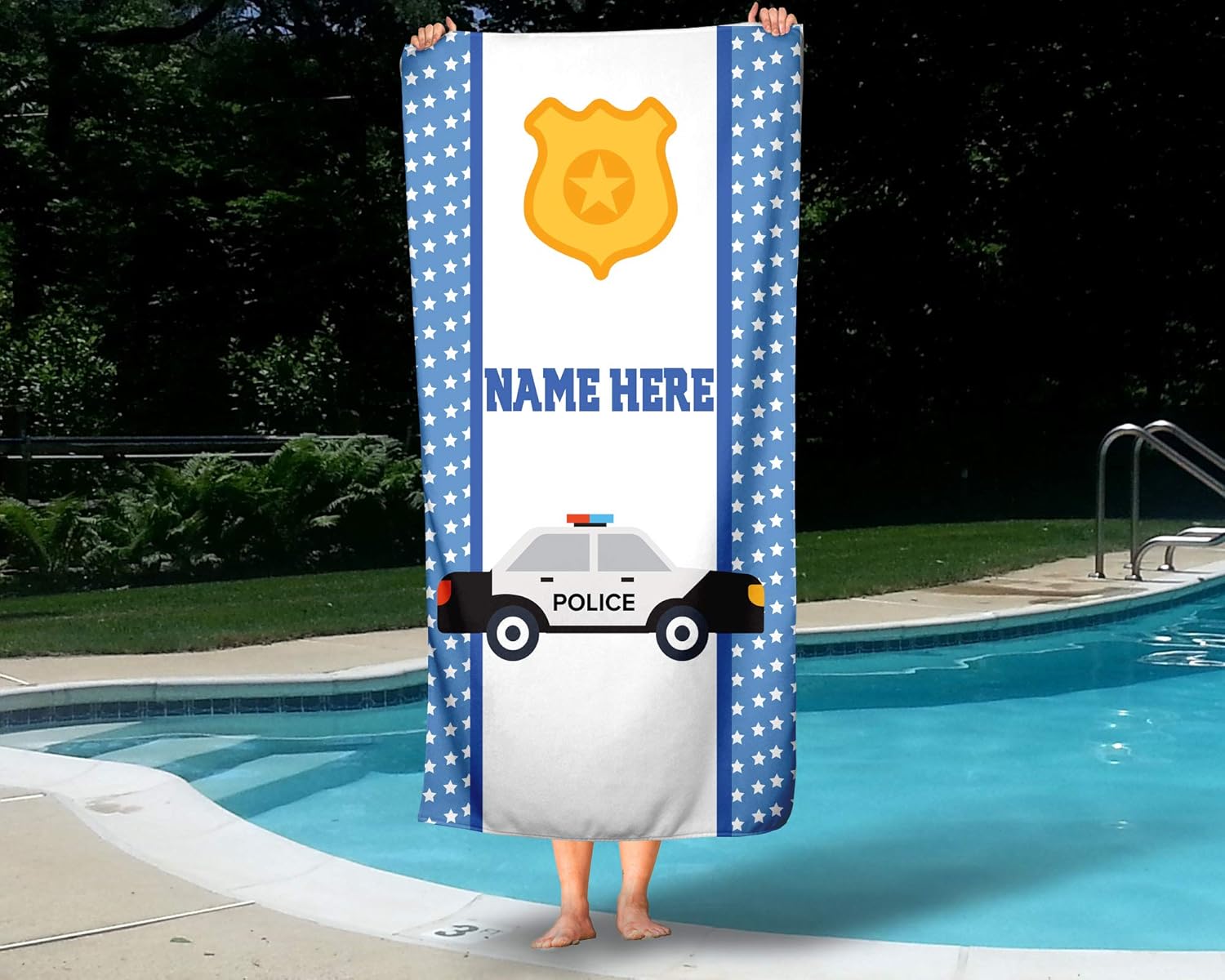 Personalized Police Car Polycotton Towel for Kids 1