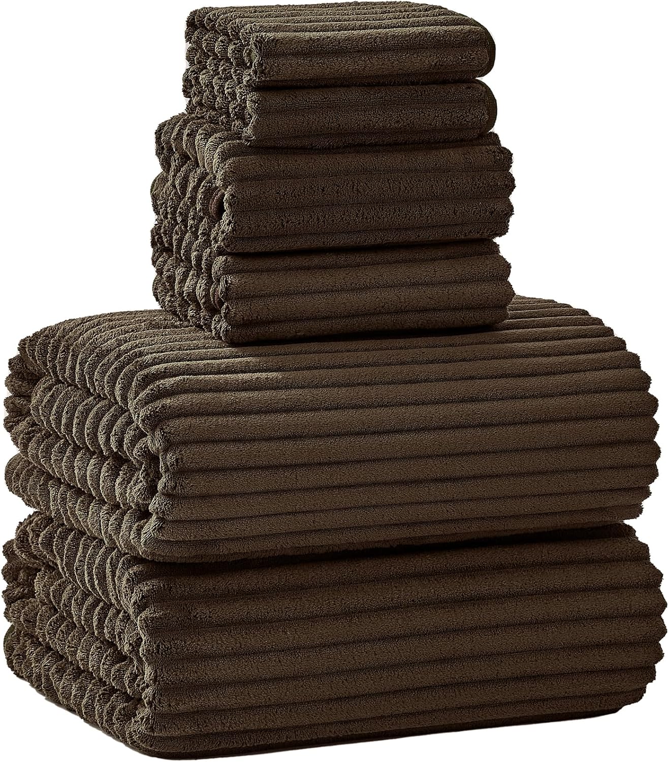 NALIVO Extra Large Bath Towel Set of 6 40x80 Brown