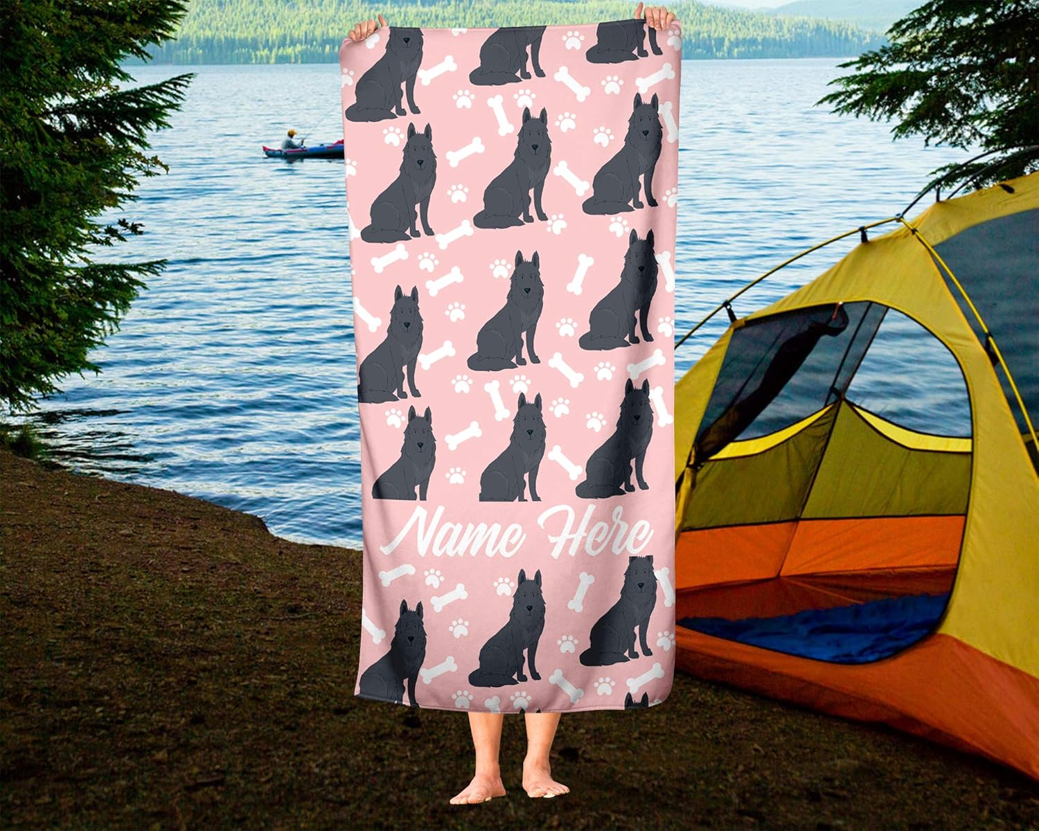 Personalized Black German Shepherd Pattern Towels for Adults Kids