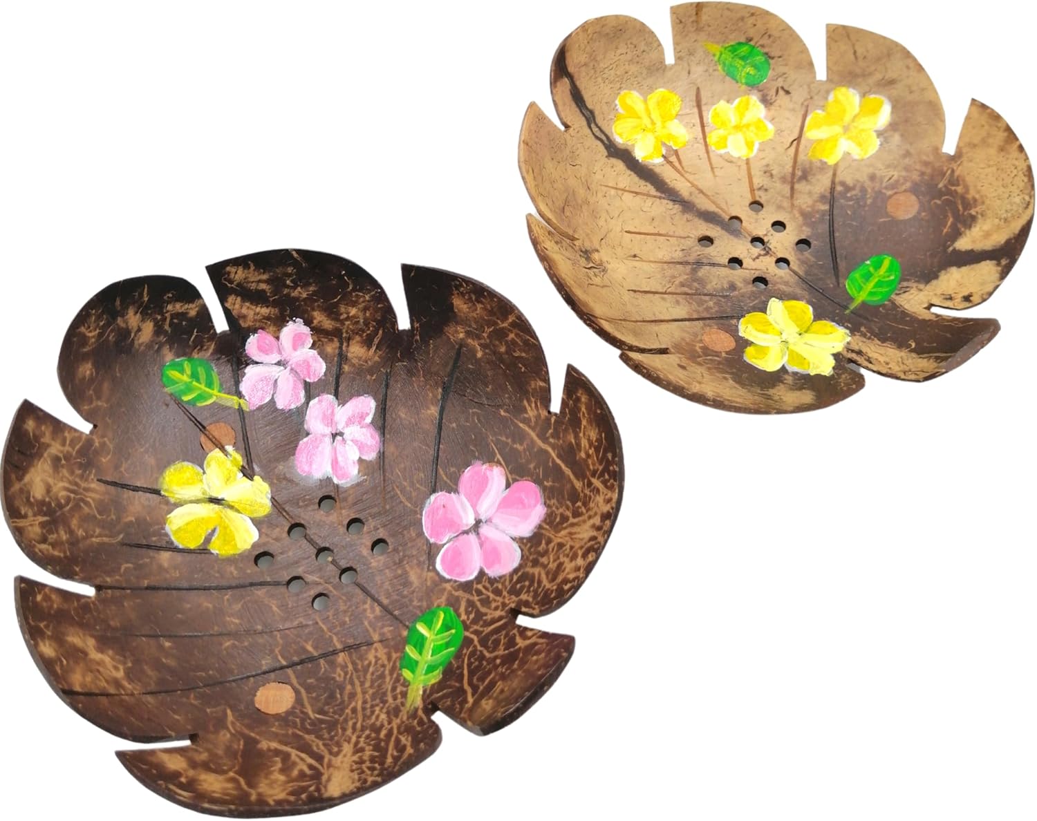 Coconut Shell Soap Dish Leaf Design 2 PCS