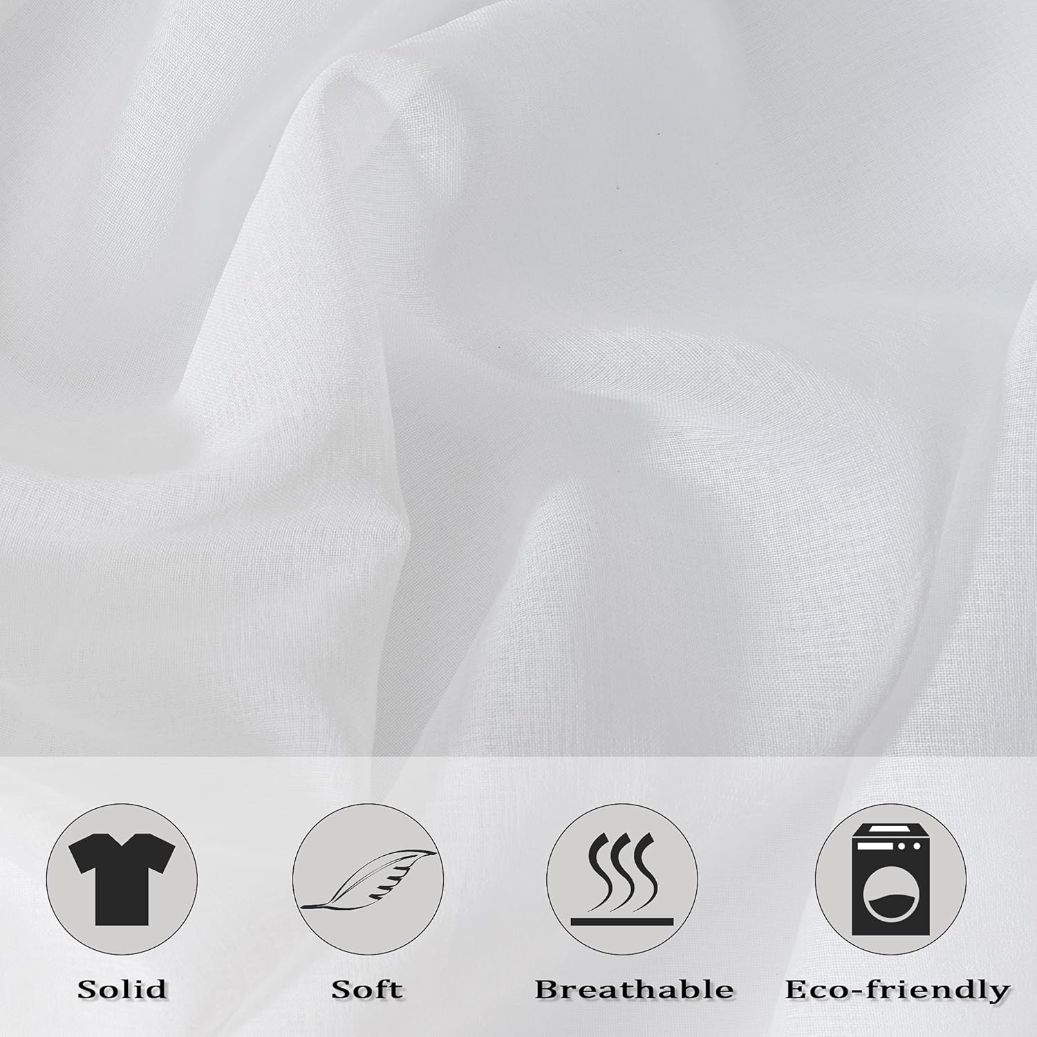 HUTO 95 Sheer Curtains - White Grommet Drapes Set of 2