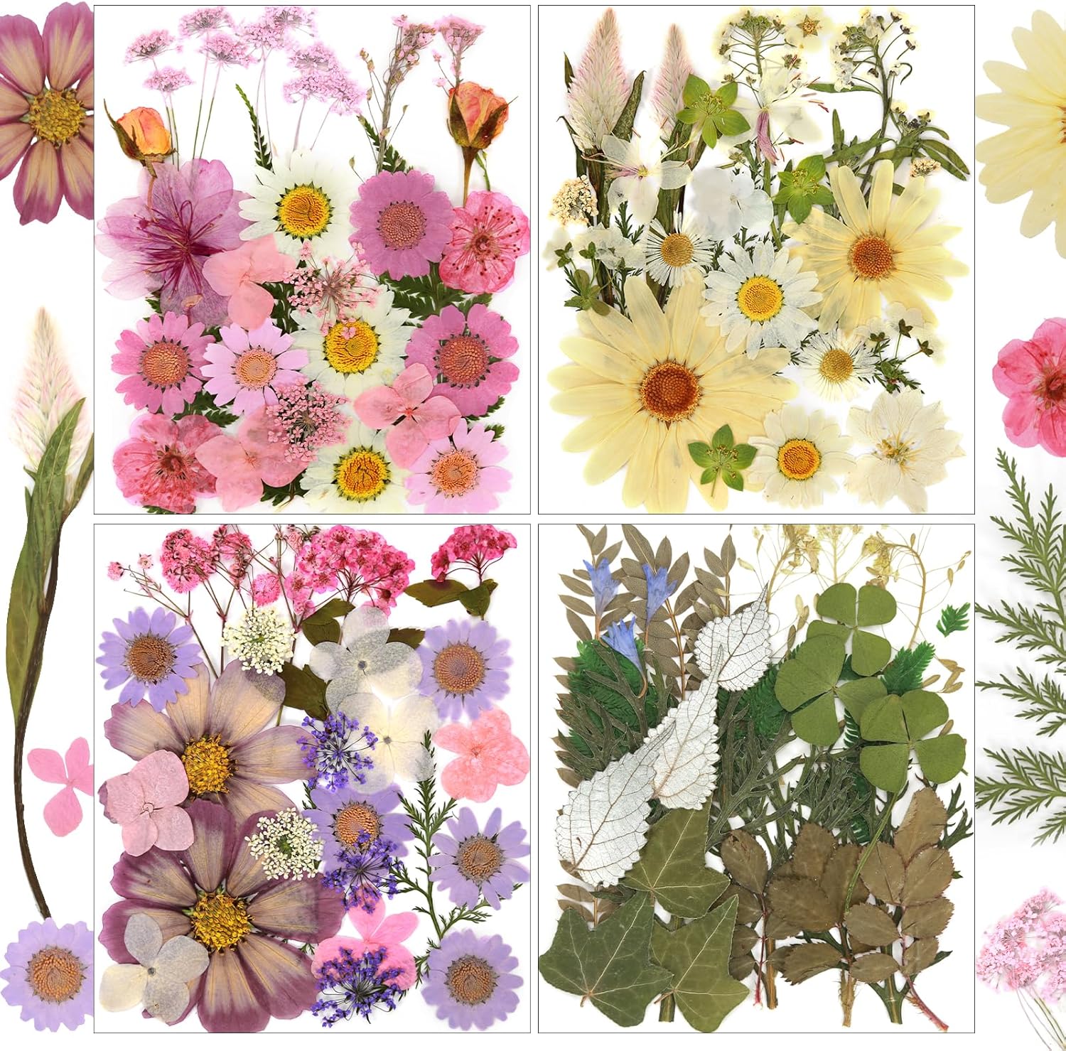 Eshow 104Pcs Dried Pressed Flowers for Resin Crafts