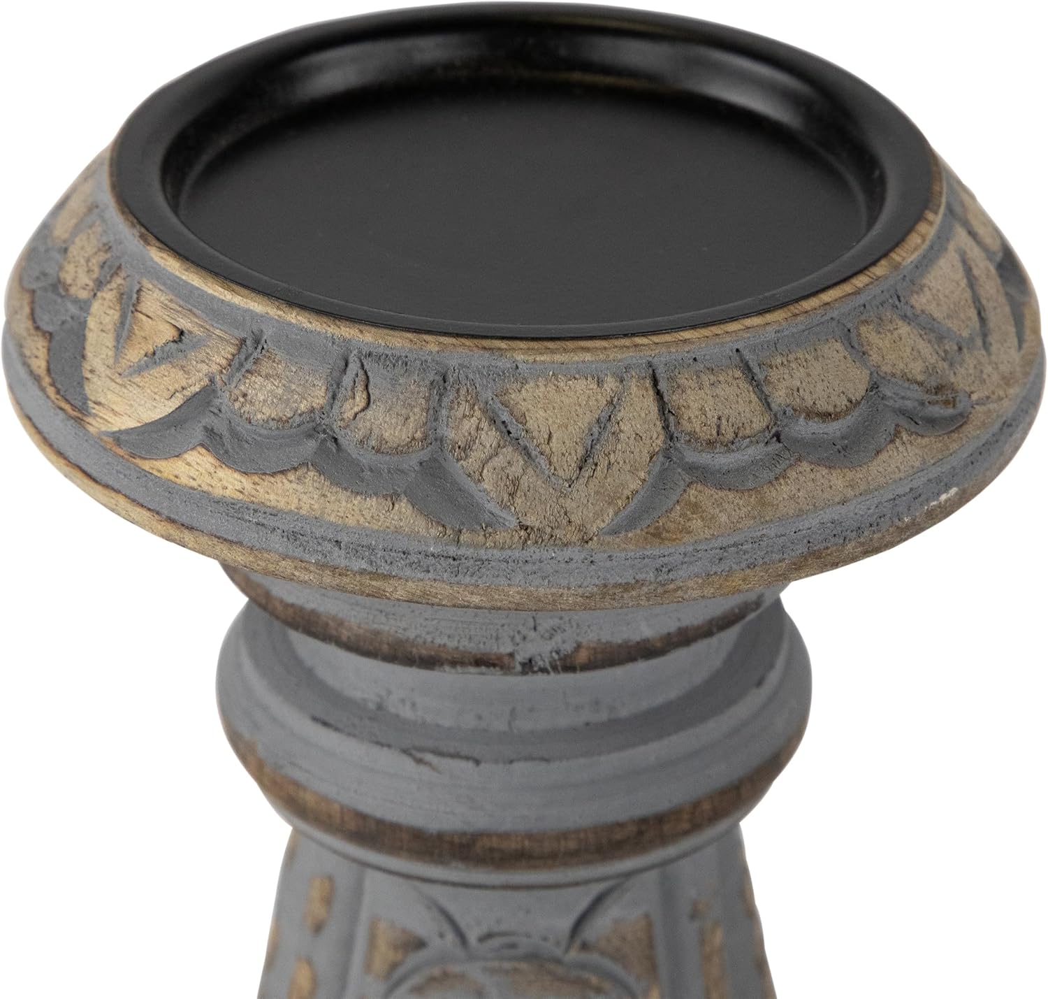 Northlight Set of 3 Brushed Gray Wooden Candle Holders