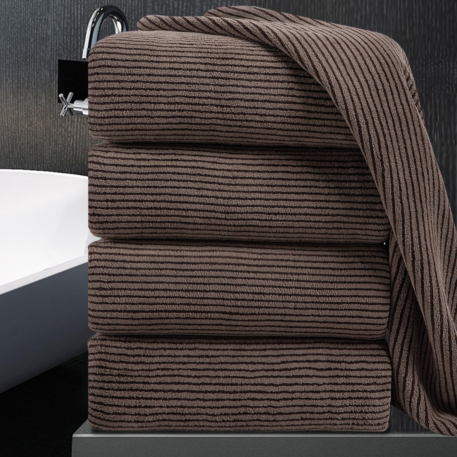 Jessy Home 4 Piece Bath Towel Set Brown