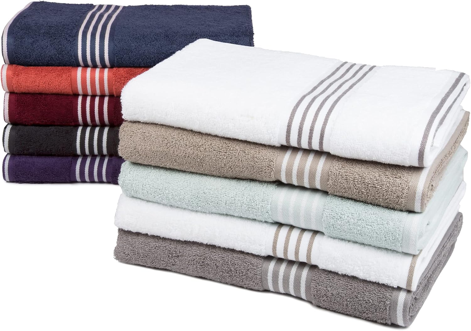 8PC Towel Set - 575GSM 100 Cotton Black Striped