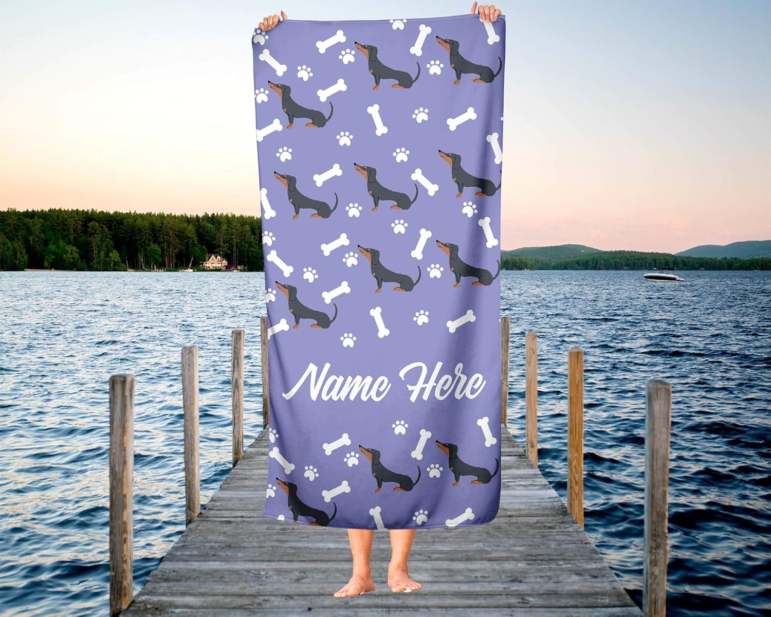 Personalized Corner Extra Large Pet Dachshund Towel