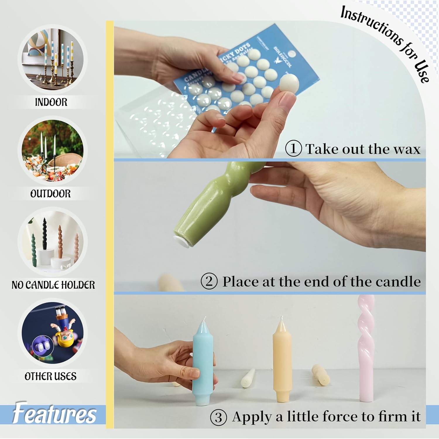 FLAMMUL Candle Sticky Dots - Set of 24