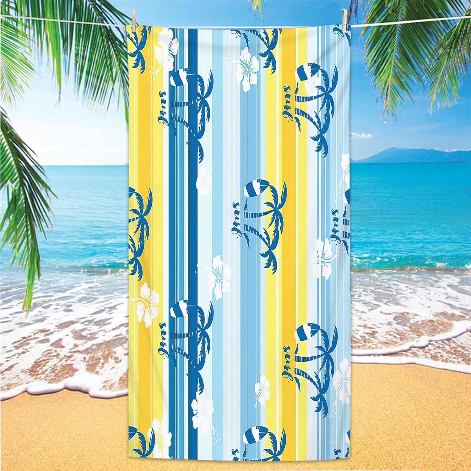 Bluboon Beach Towel with 2 Bands 30 x 60 Inches