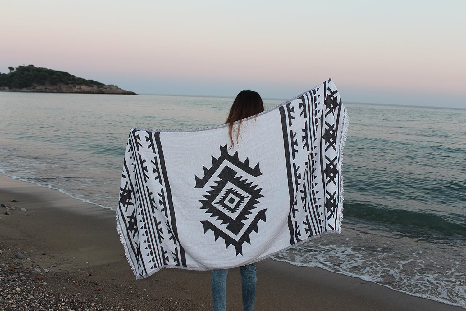 Bersuse Turkish Towel Set of 3 - 39x71 Inches Black