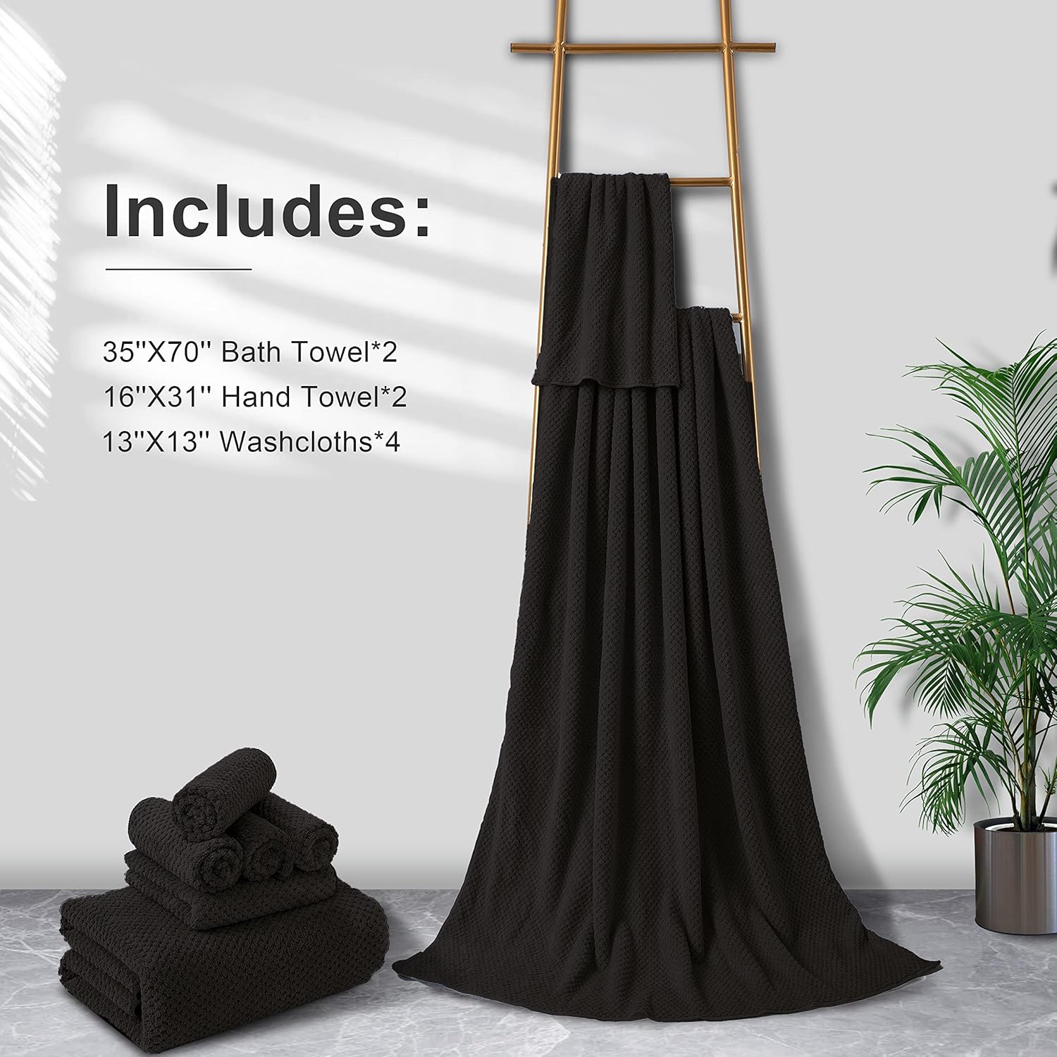 Smuge 8-Piece Brown Bath Towel Set