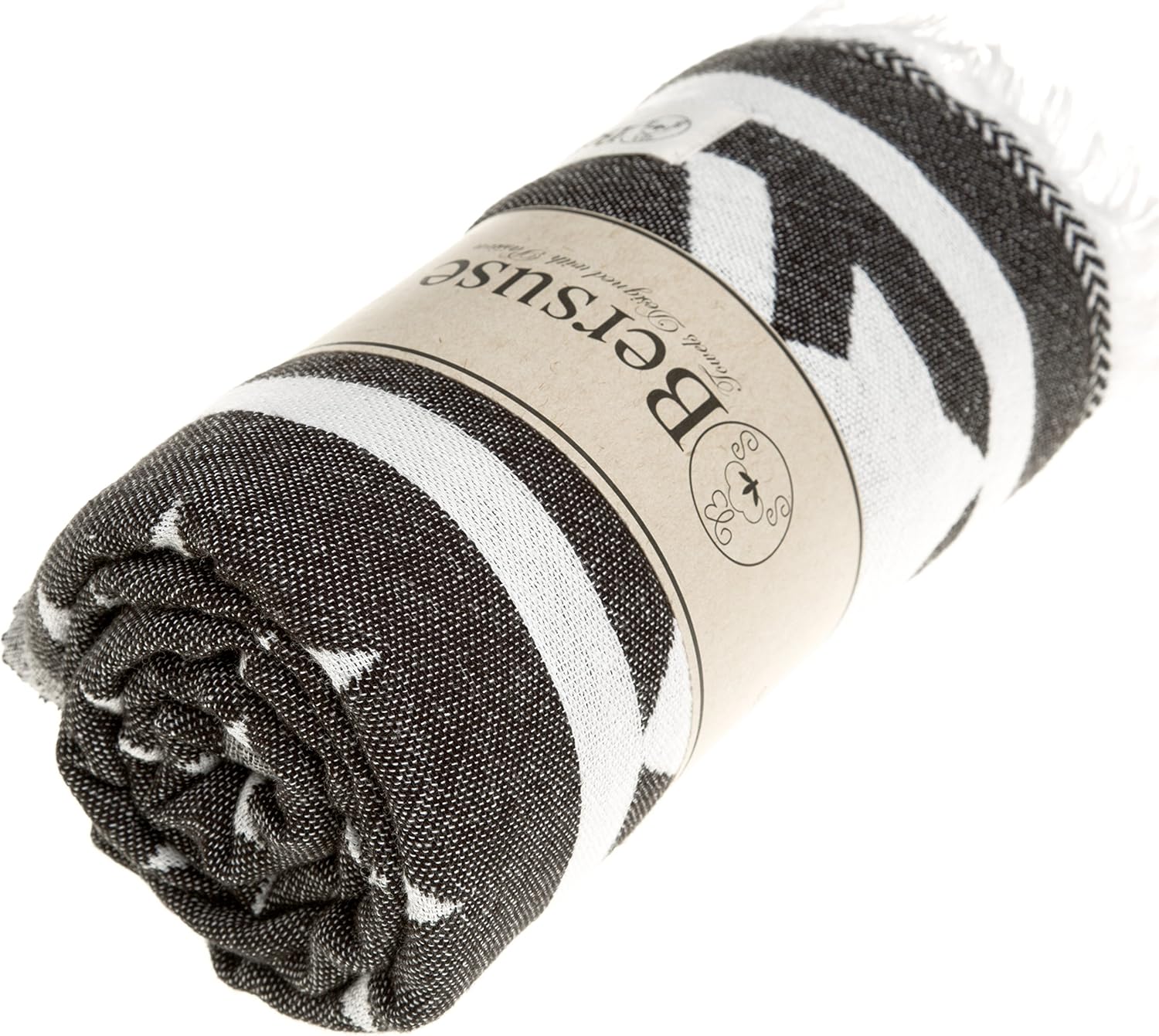Bersuse Turkish Towel Set of 3 - 39x71 Inches Black