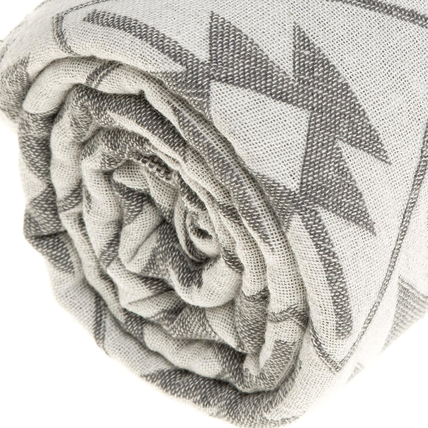 Bersuse Turkish Towel Set of 6 - 37x70 Inches Silver Gray