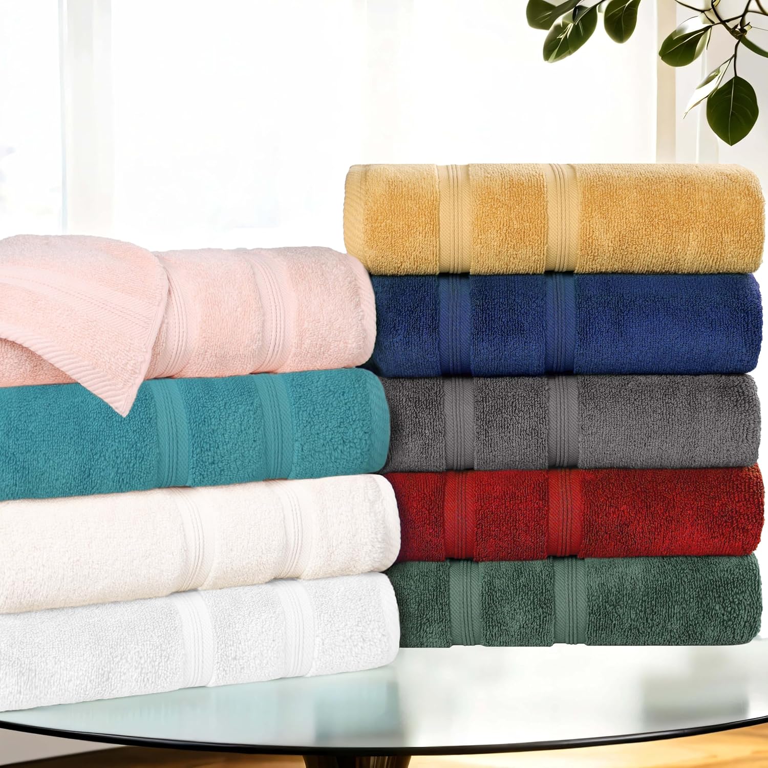 SUPERIOR Cotton Hand Towel Set of 6 Ivory