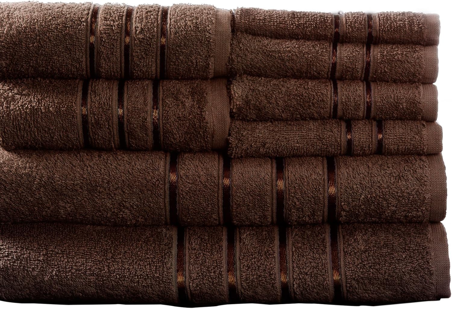Plush 8-Piece Bathroom Towel Set - Brown
