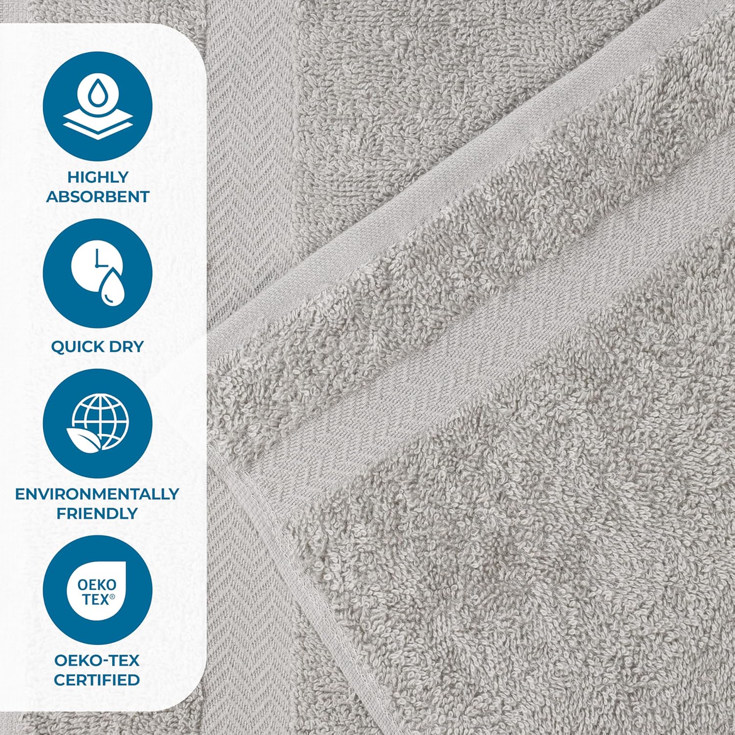 Superior 4-Piece Cotton Bath Towel Set Silver
