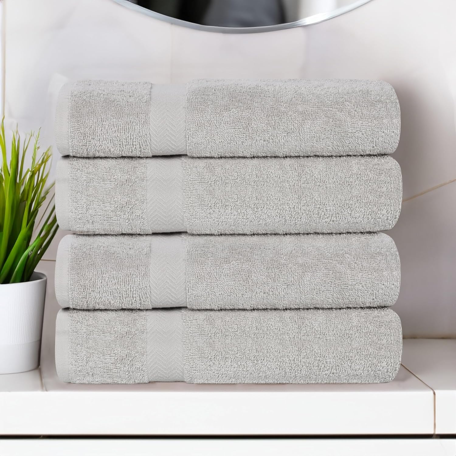 Superior 4-Piece Cotton Bath Towel Set Silver