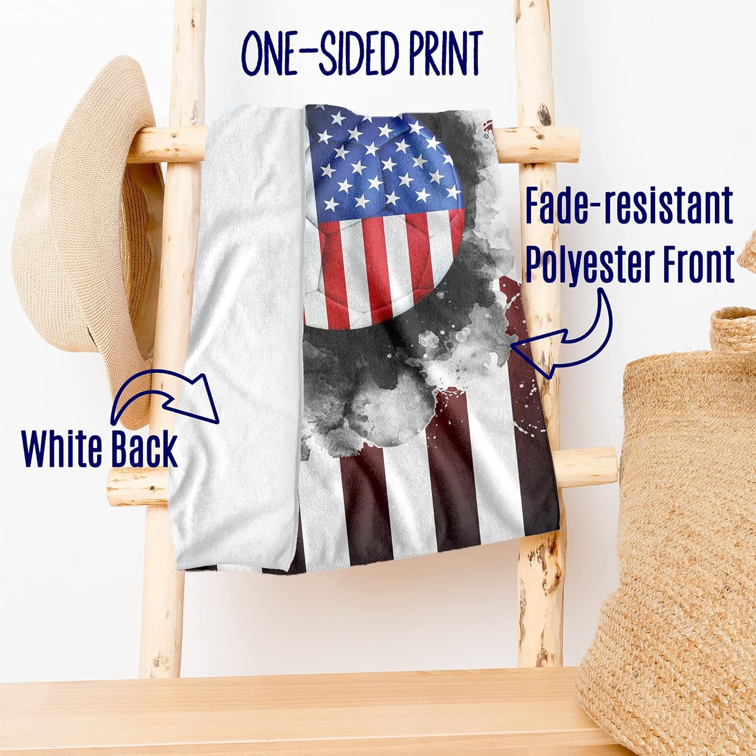 Custom USA Flag Football Towel - Red Black White Striped