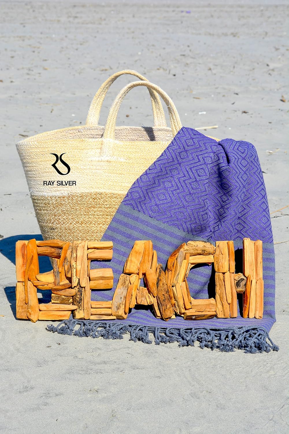 RAY SILVER 4-Pack Turkish Beach Towels 40x71 100 Cotton