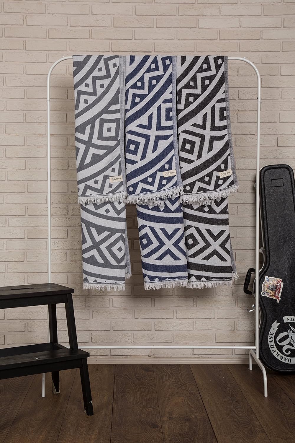 Bersuse 100 Cotton Turkish Beach Towel Set of 6