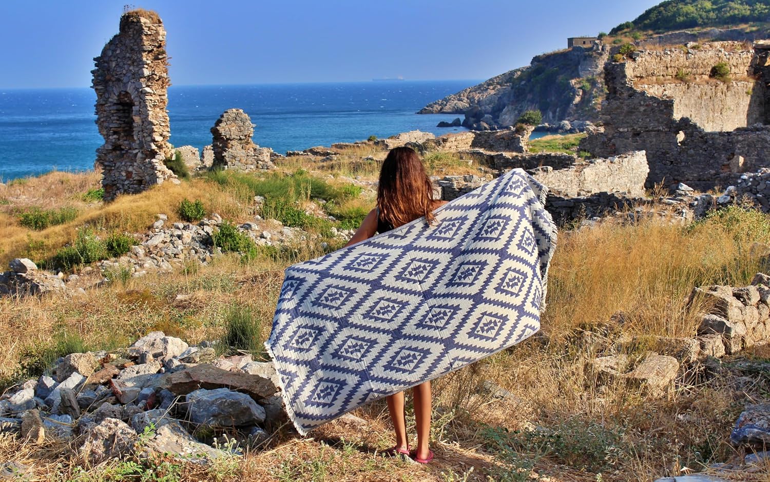 Bersuse Dark Blue Beach Towel Set of 3