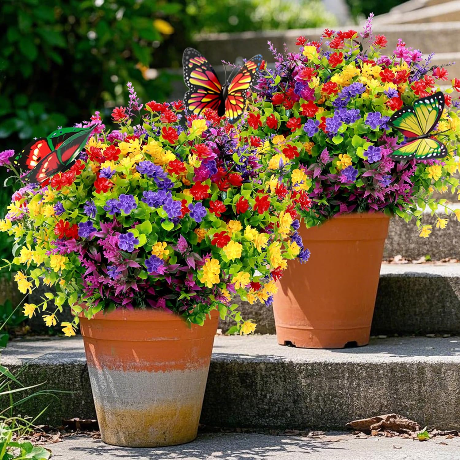 12 Bundles Artificial Flowers for Outdoor Decor