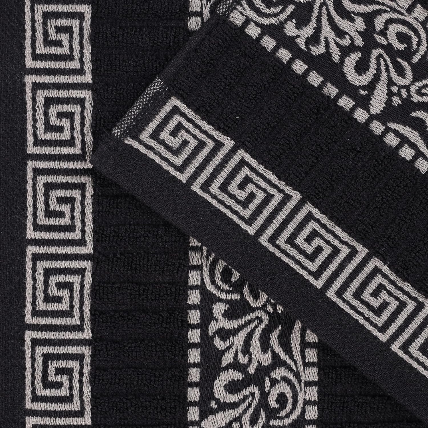 Superior 4-Piece Bath Towel Set with Greek Key Border