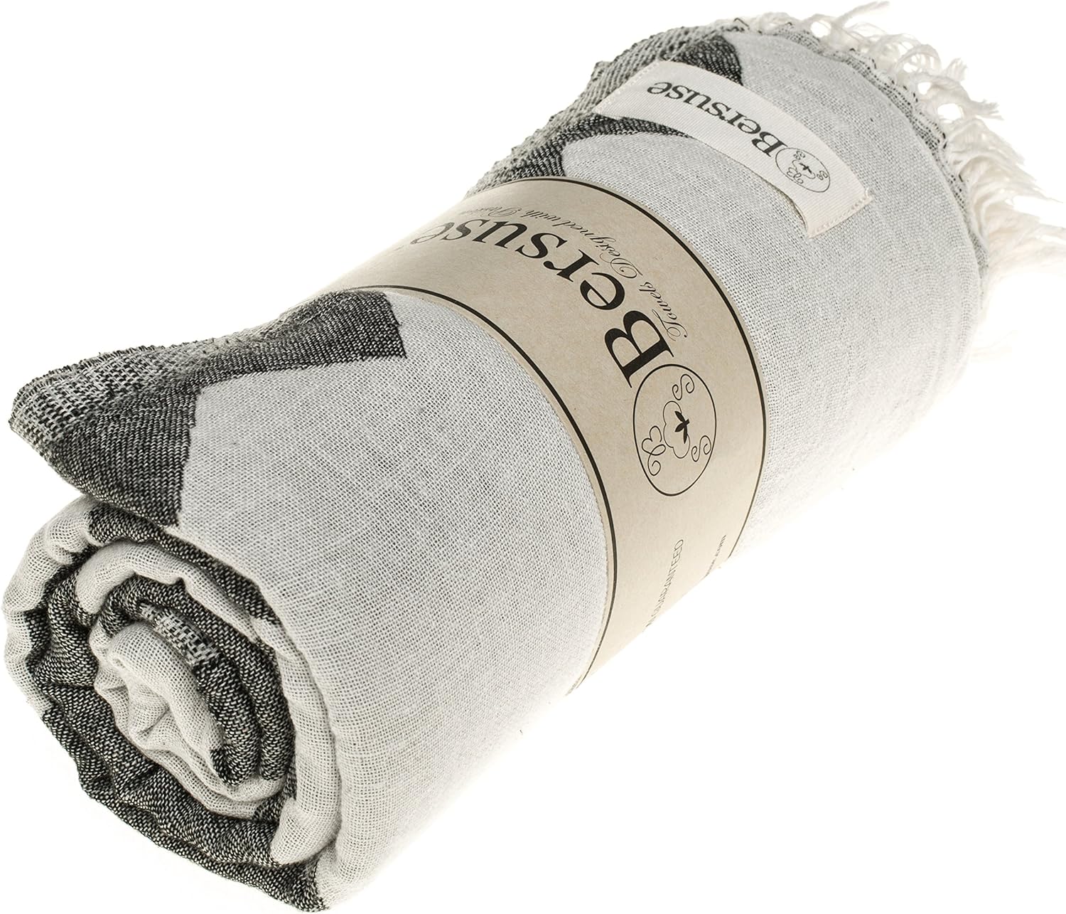 Bersuse Turkish Towel Set of 3 - 37x70 Inches Black