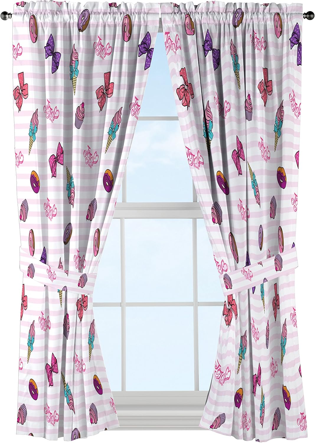 Jay Franco JoJo Siwa Sweet Life Pink White Curtain Set 4 Piece