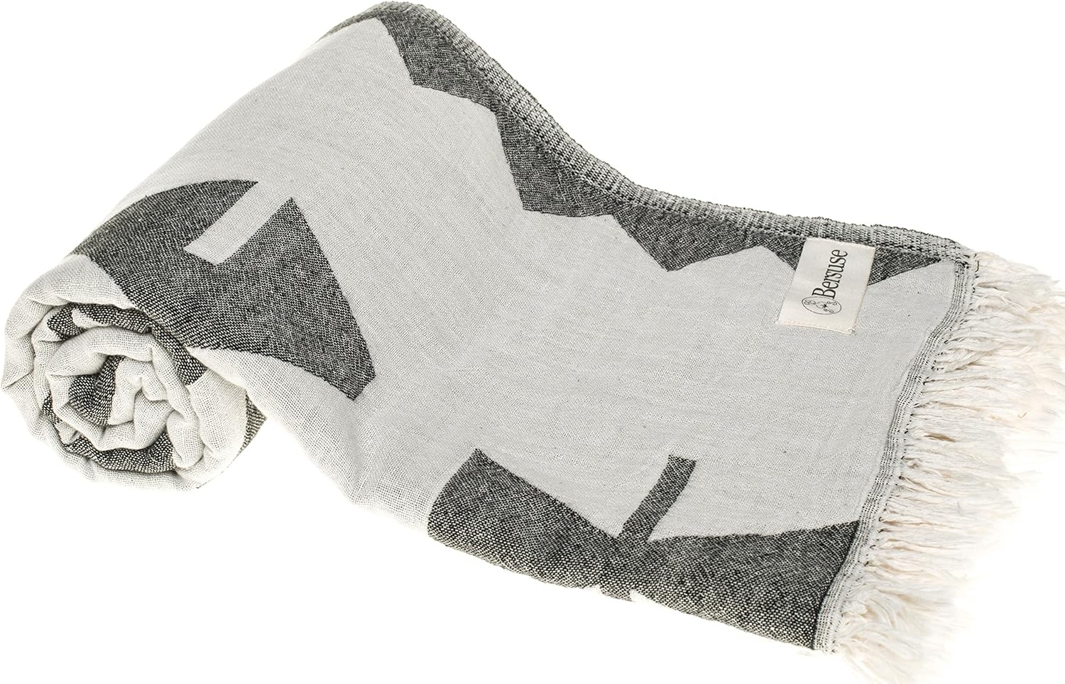 Bersuse Turkish Towel Set of 3 - 37x70 Inches Black