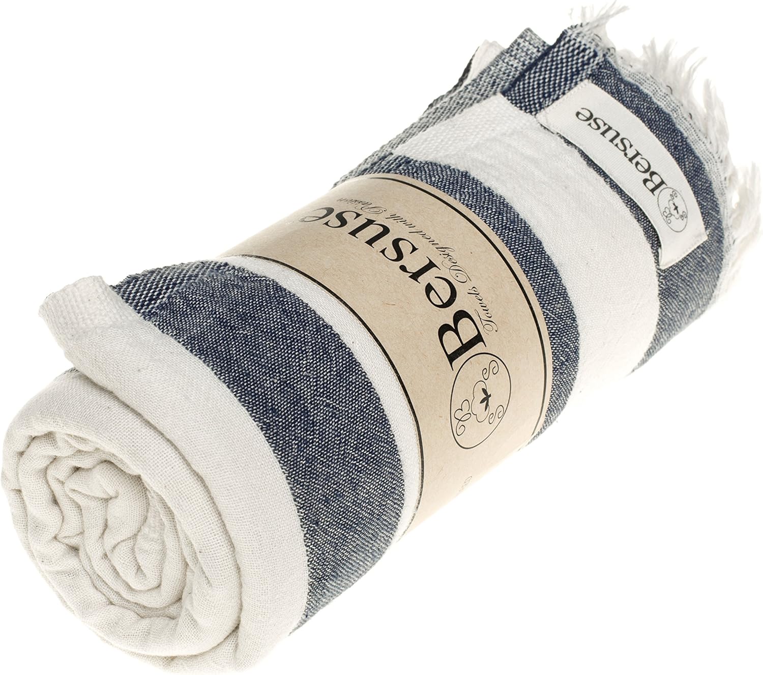 Bersuse Dark Blue Turkish Towel Set of 3