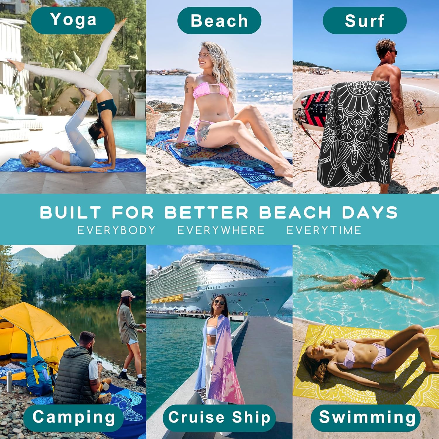 Margelife Microfiber Quick Dry Beach Towel - Oversized X-Large Travel Essential