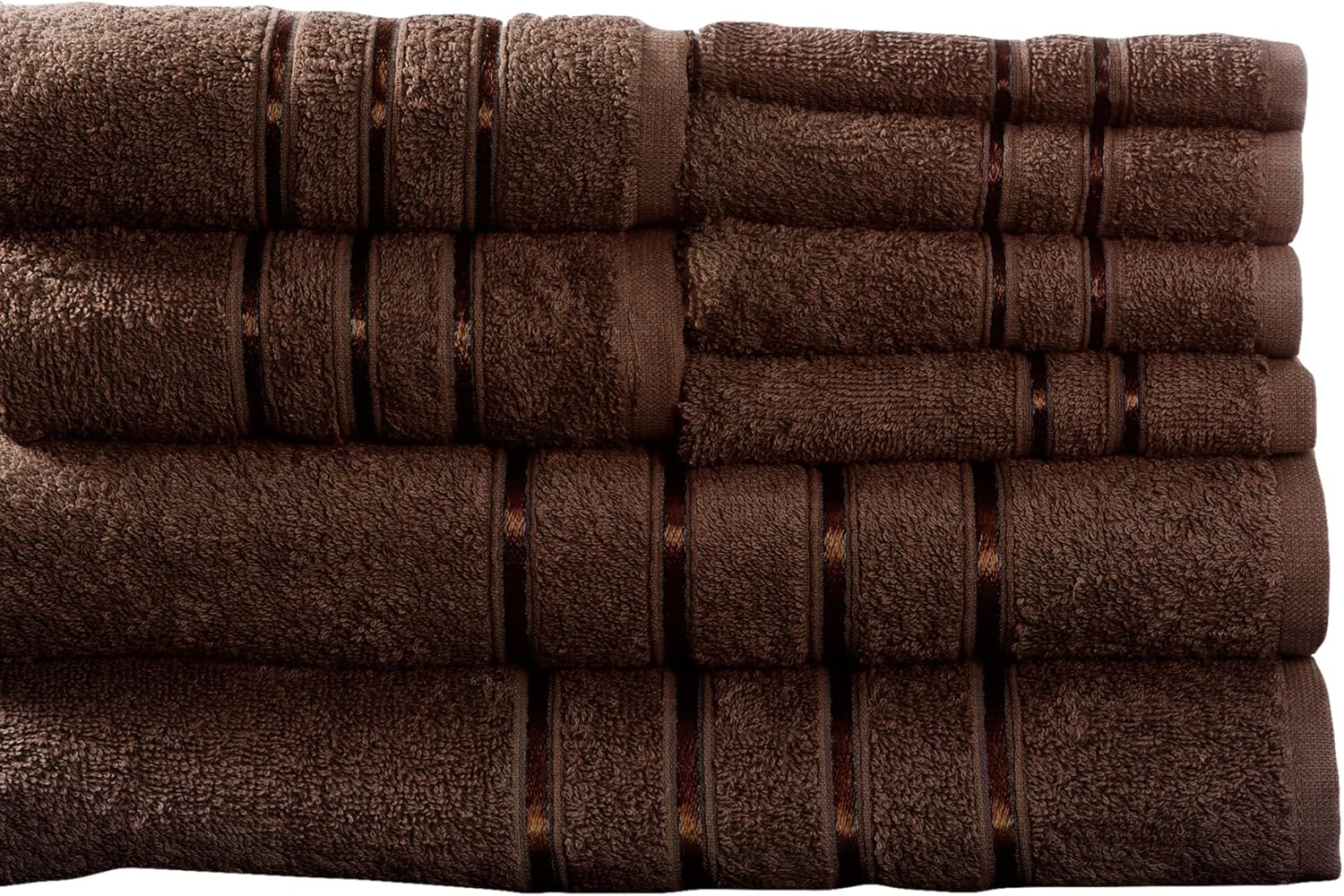 Plush 8-Piece Bathroom Towel Set - Brown