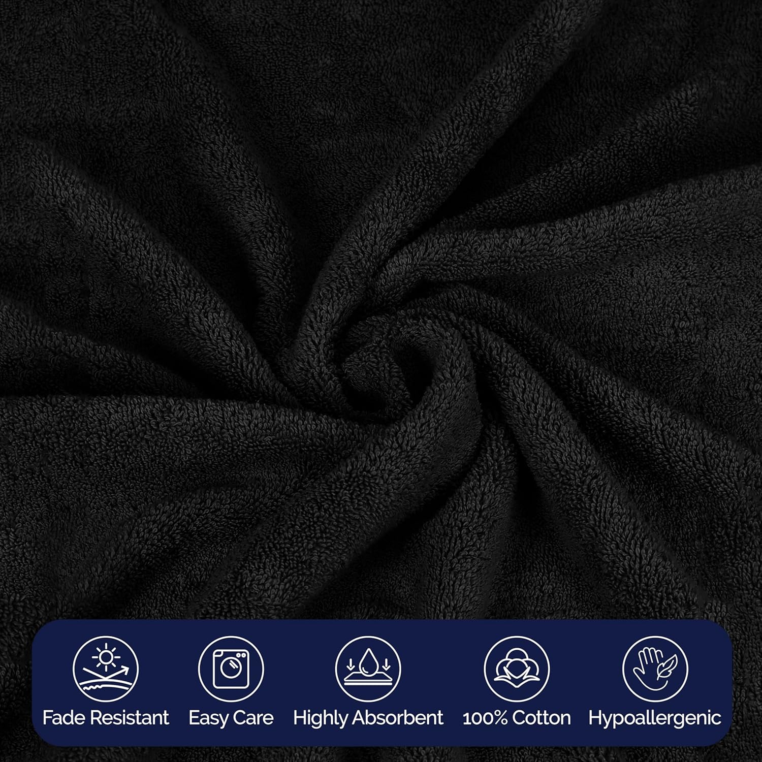 Elegant Comfort Premium Cotton 8-Piece Towel Set Black