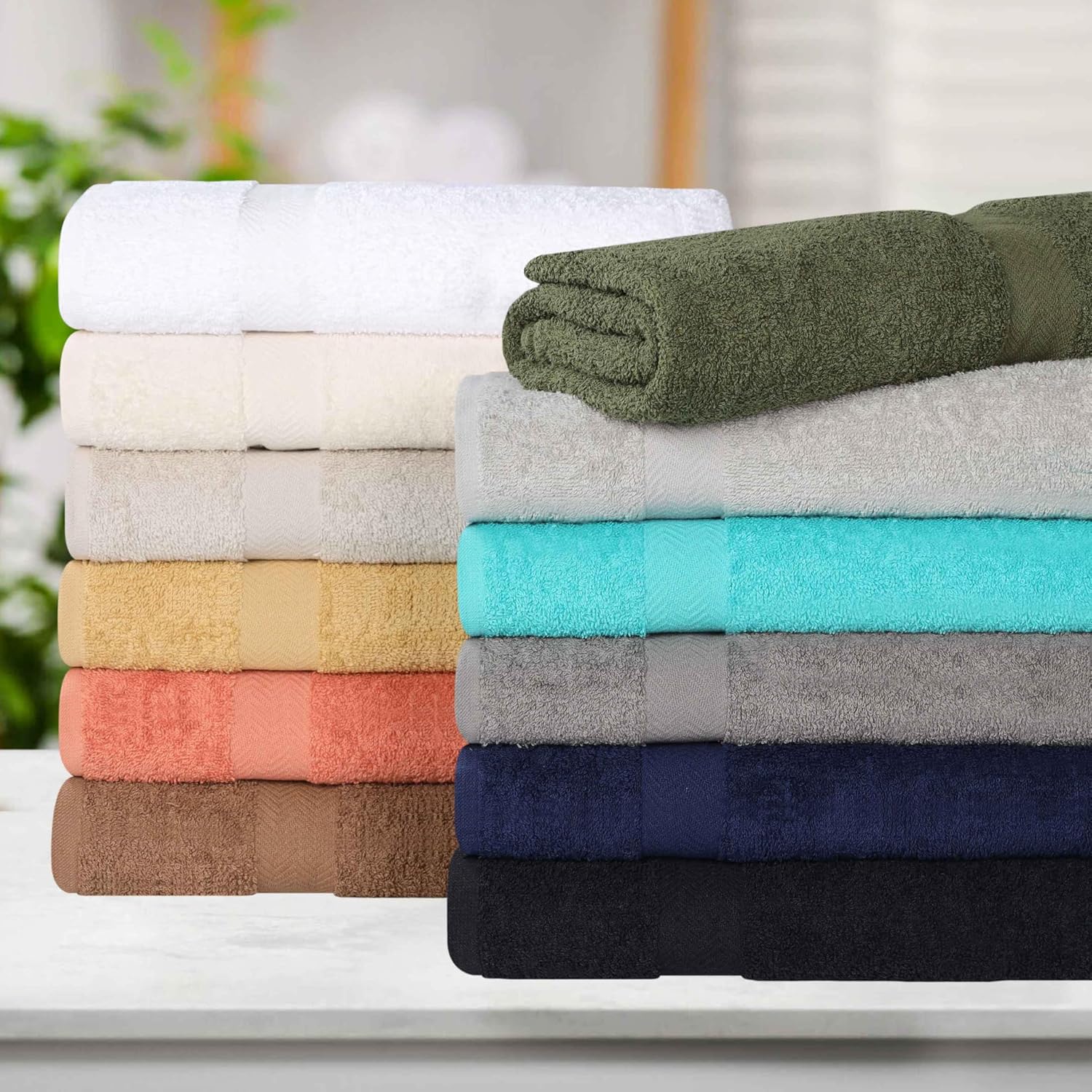 Superior 4-Piece Cotton Bath Towel Set Silver