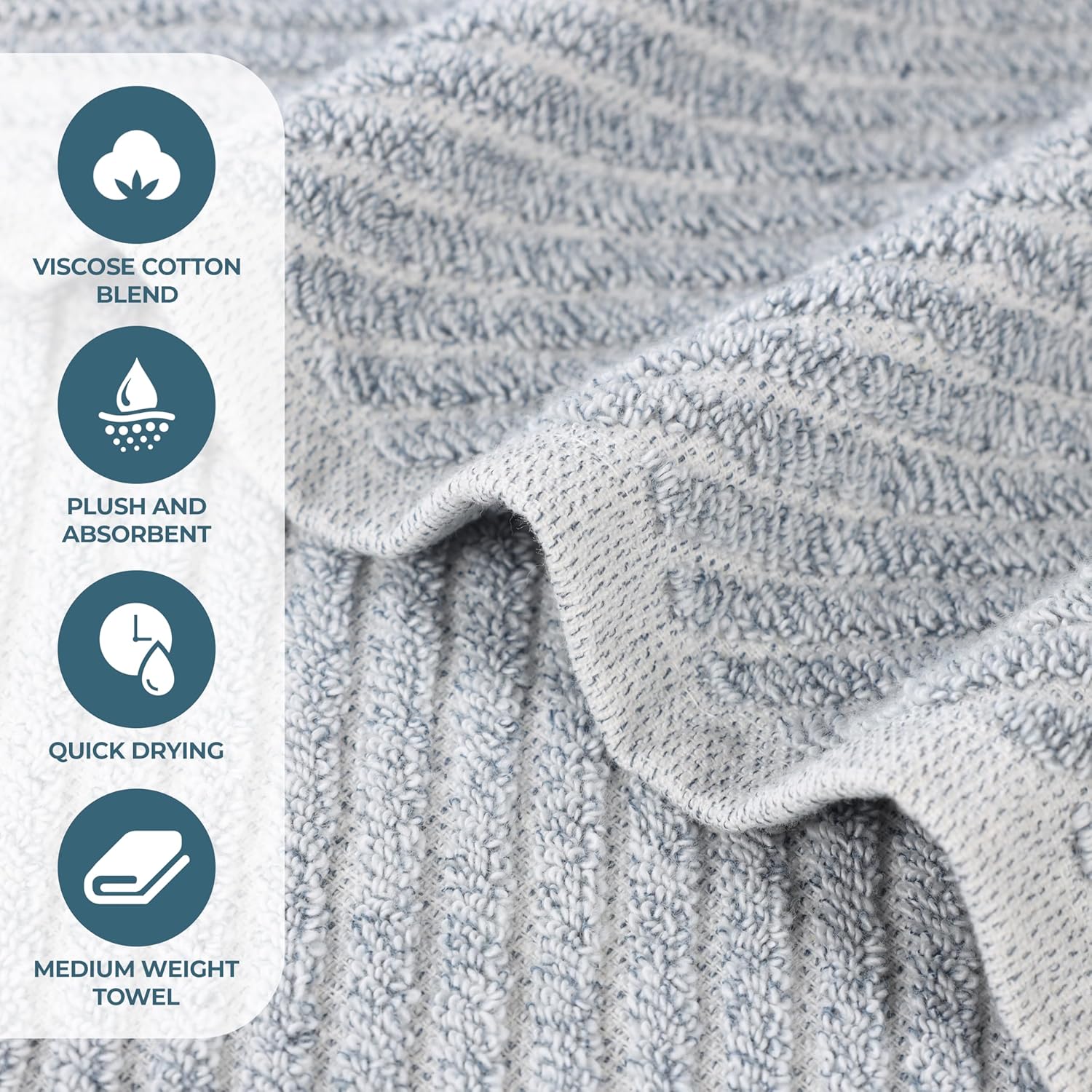 Superior Amelia Denim Blue Towel Set of 6