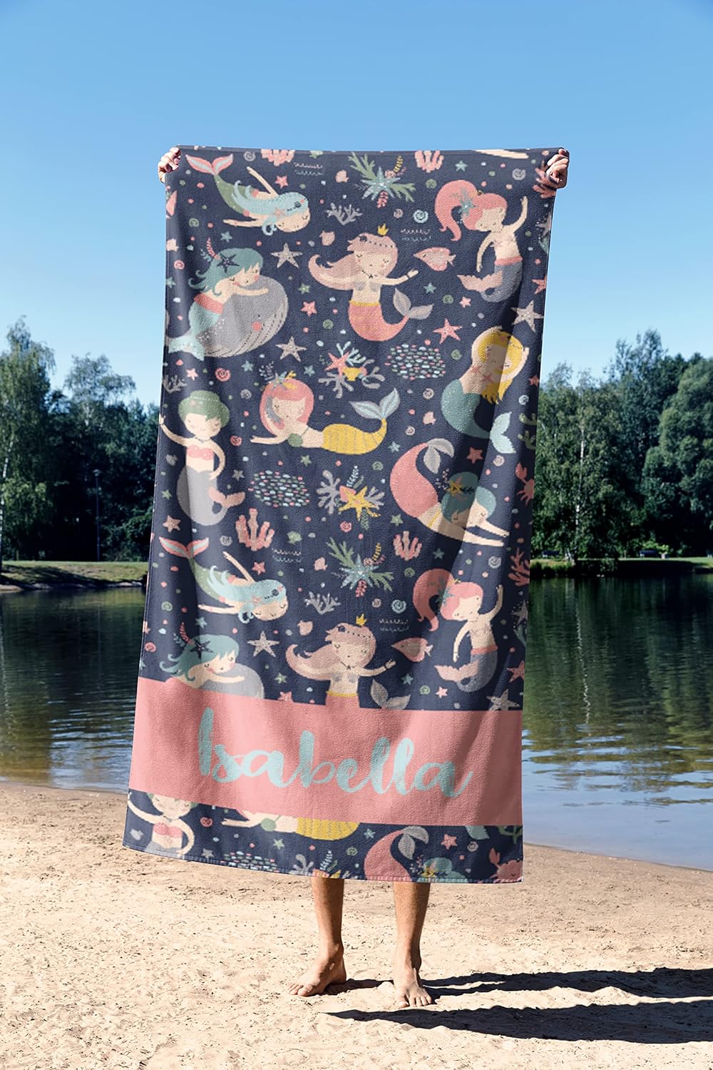 Custom Beach Towel - Soft Lightweight Kids Patterned Initials