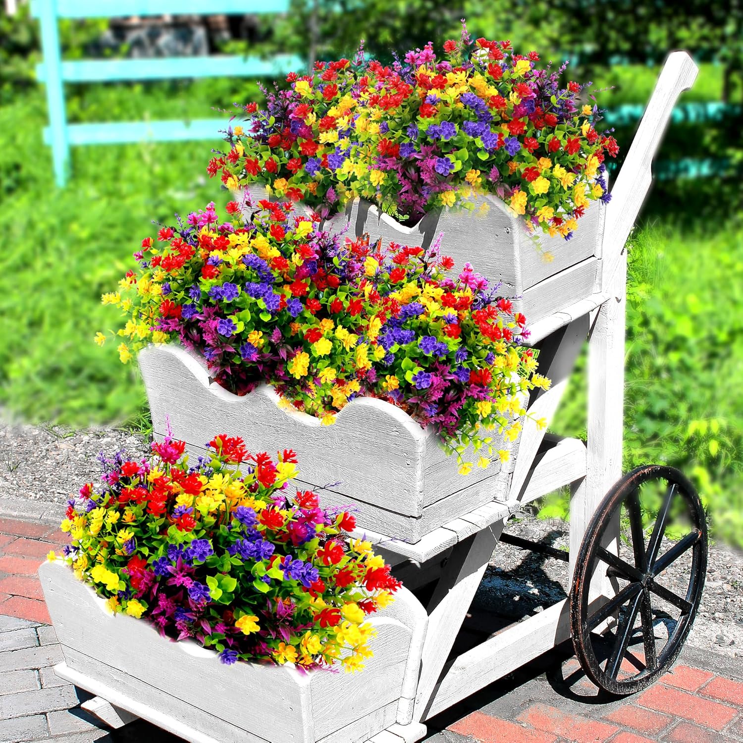 12 Bundles Artificial Flowers for Outdoor Decor